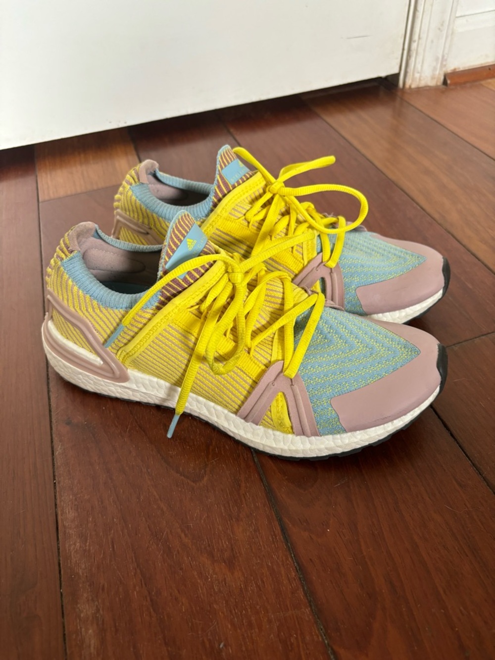 Adidas by Stella McCartney Yellow, Light Blue & Pink Athletic Sneakers